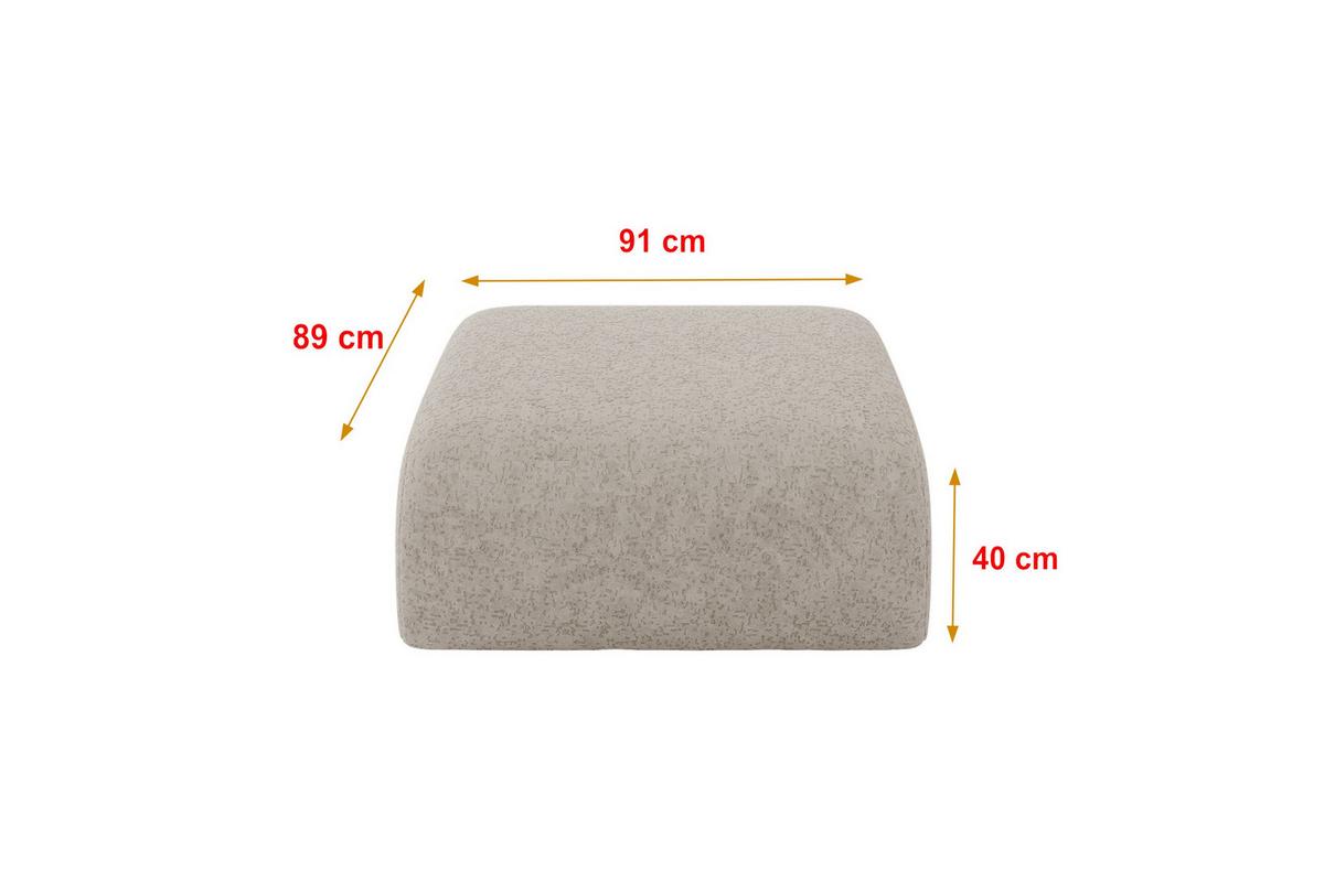 POUF MIRA-PUF 91x89x40 Beige cm Velours Modular Sitzhocker - Beige/Schwarz, Holzwerkstoff/Kunststoff (91/40/89cm) - ALTDECOR