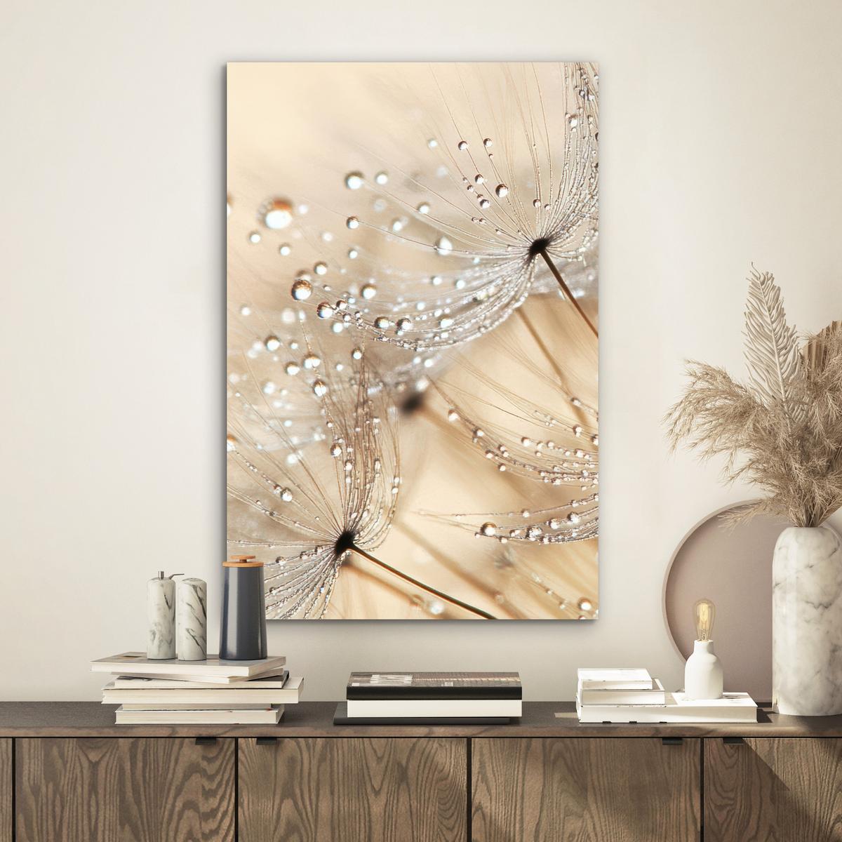 METALLBILD Löwenzahn - Abstrakt - Natur - Beige Deko Schlafzimmer 40x60 cm - Braun, Metall (40/60cm) - MuchoWow
