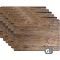 PLATZSETS 6er-Set Holzbretter mit einer besonderen Struktur Tischuntersetzer 45x30 cm - Wildeiche, Kunststoff (0.3/45/30cm) - MuchoWow