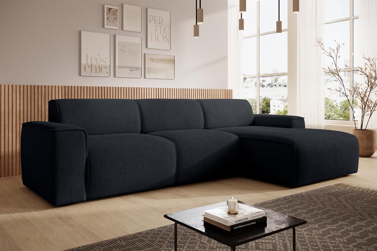 ECKSOFA L Form Didim mini Dunkelgrau 310/165/78 cm – stilvolle kleine Eckcouch R - Schwarz, Kunststoff/Textil (310/165cm) - AX Living