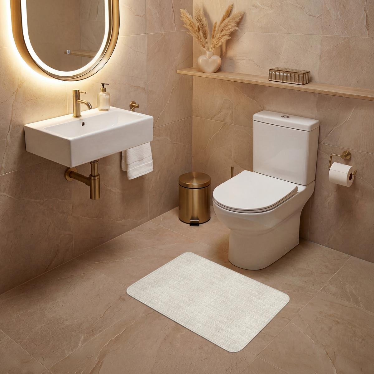 WC-VORLEGER Leinen - Textur - Beige Toilettenvorleger 60x40 cm - Beige, Textil (60/1cm) - OnlyWow