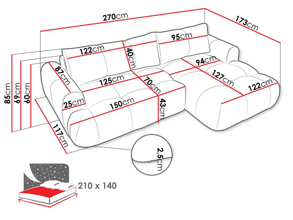 ECKSOFA Mitto, Seite: Rechts - Schwarz/Naturfarben, Holz/Kunststoff (270/173cm) - MIRJAN24