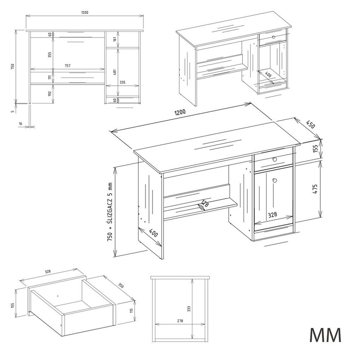 SCHREIBTISCH Artisan Eiche 120/75/45 - Eiche Artisan, Holzwerkstoff (90/50/75cm) - RAUMHIRSCH FURNITURE