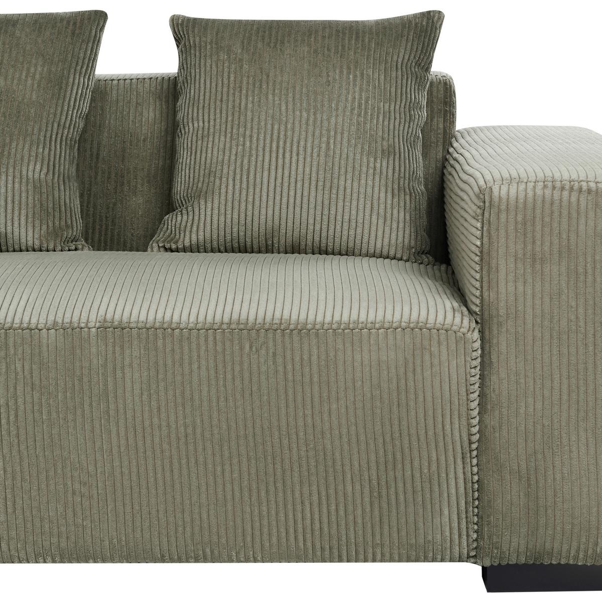 ECKSOFA 4-Sitzer Cord Grün rechtsseitig Lungo - Schwarz/Grün, Textil (285/160cm) - Beliani
