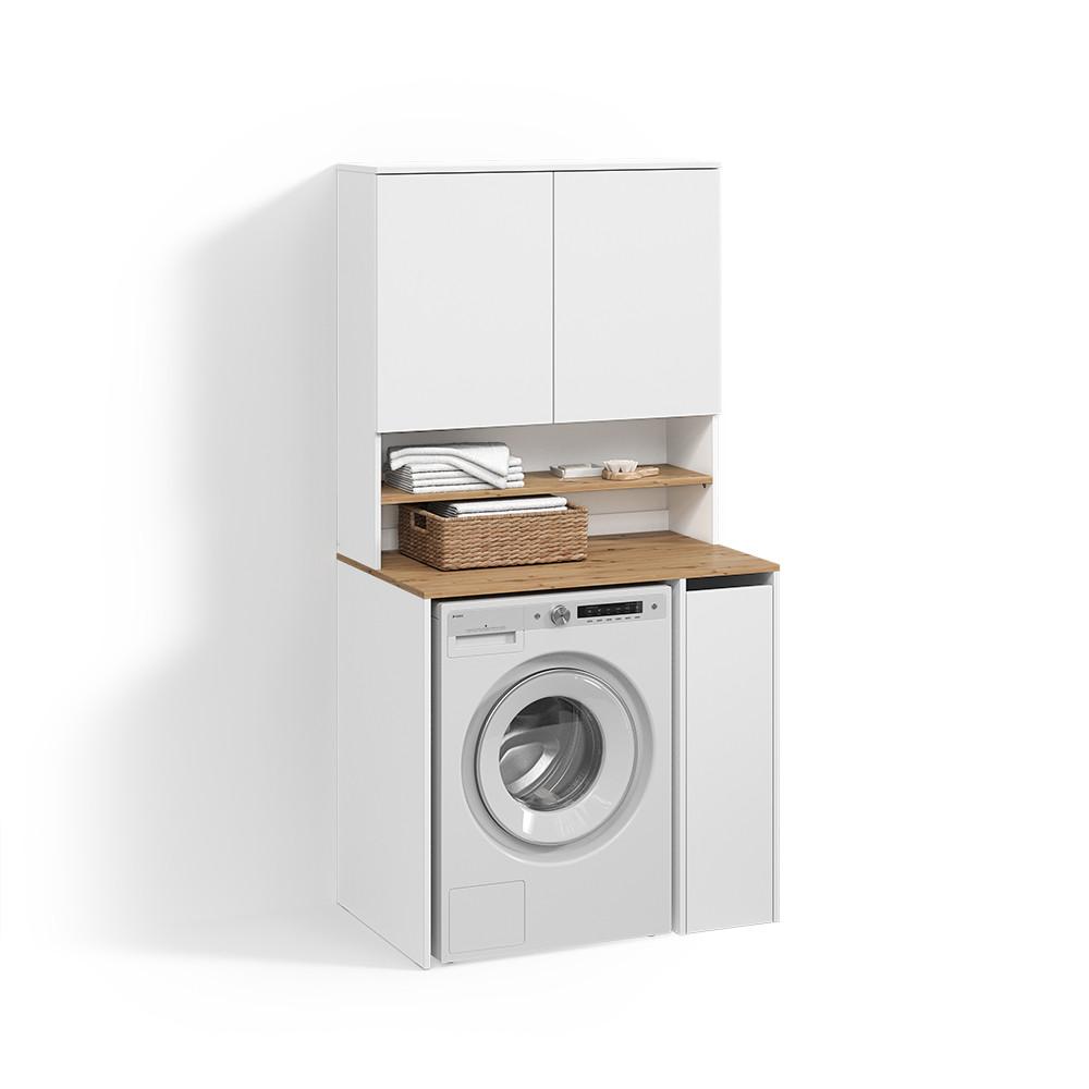 WASCHMASCHINENSCHRANK Paolina Weiß/Artisan 93.6 x 88.2 cm 2 Teile mit Regal - Weiß/Eiche Artisan, Holzwerkstoff (93.6/88.2/60.3cm) - Livinity®