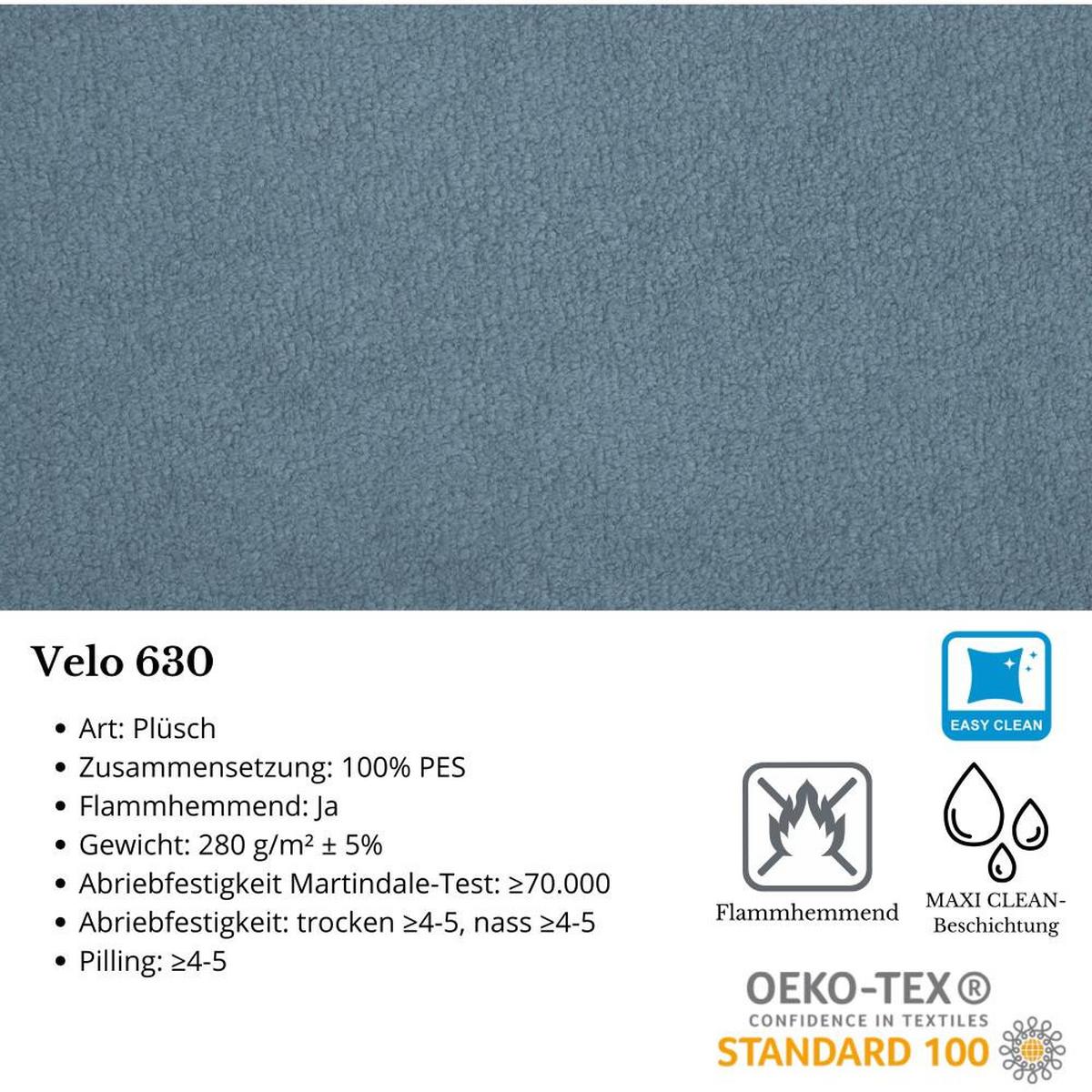 ECKSCHLAFSOFA Torre blau velours links - Blau, Textil (258/171cm) - Beautysofa