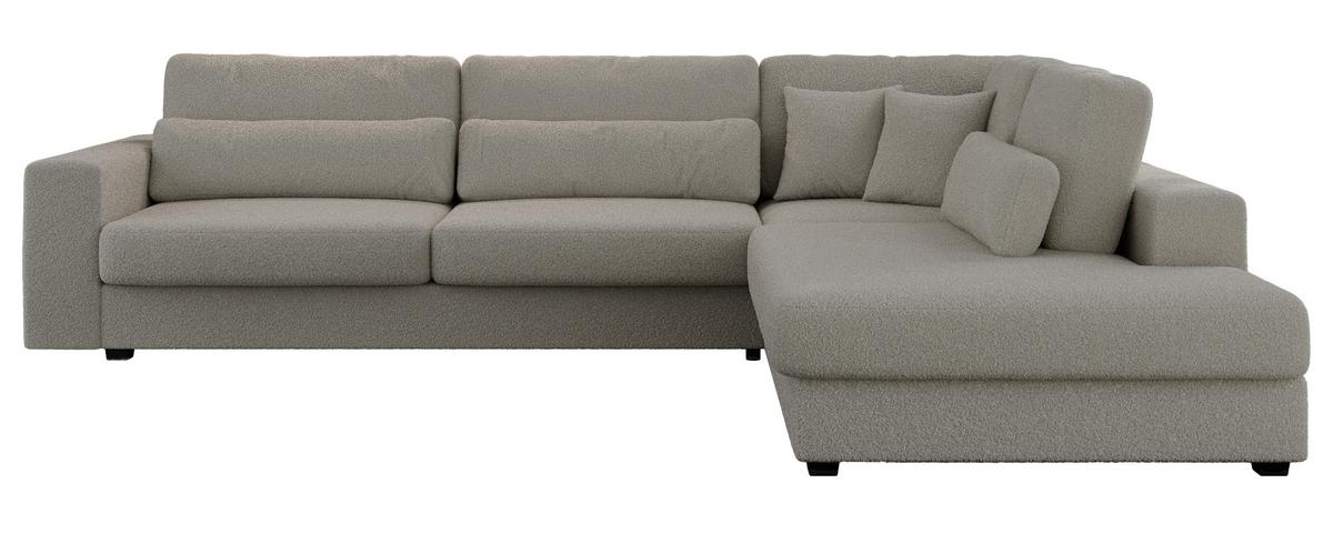 ECKSOFA Savona Grau Boucle - rechts - Schwarz/Grau, Kunststoff/Textil (249/316cm) - MKS