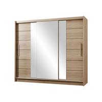 SCHIEBETÜRENSCHRANK Lizbona 250 II - Silberfarben/Sonoma Eiche, Holzwerkstoff/Kunststoff (250/215/61cm) - MIRJAN24