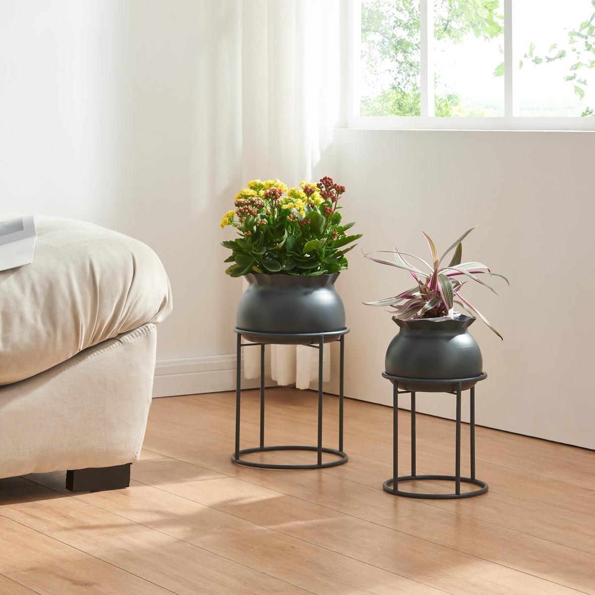 BLUMENSTÄNDER Assen - Schwarz, Metall (19.5/19.5/31.5cm) - [en.casa]