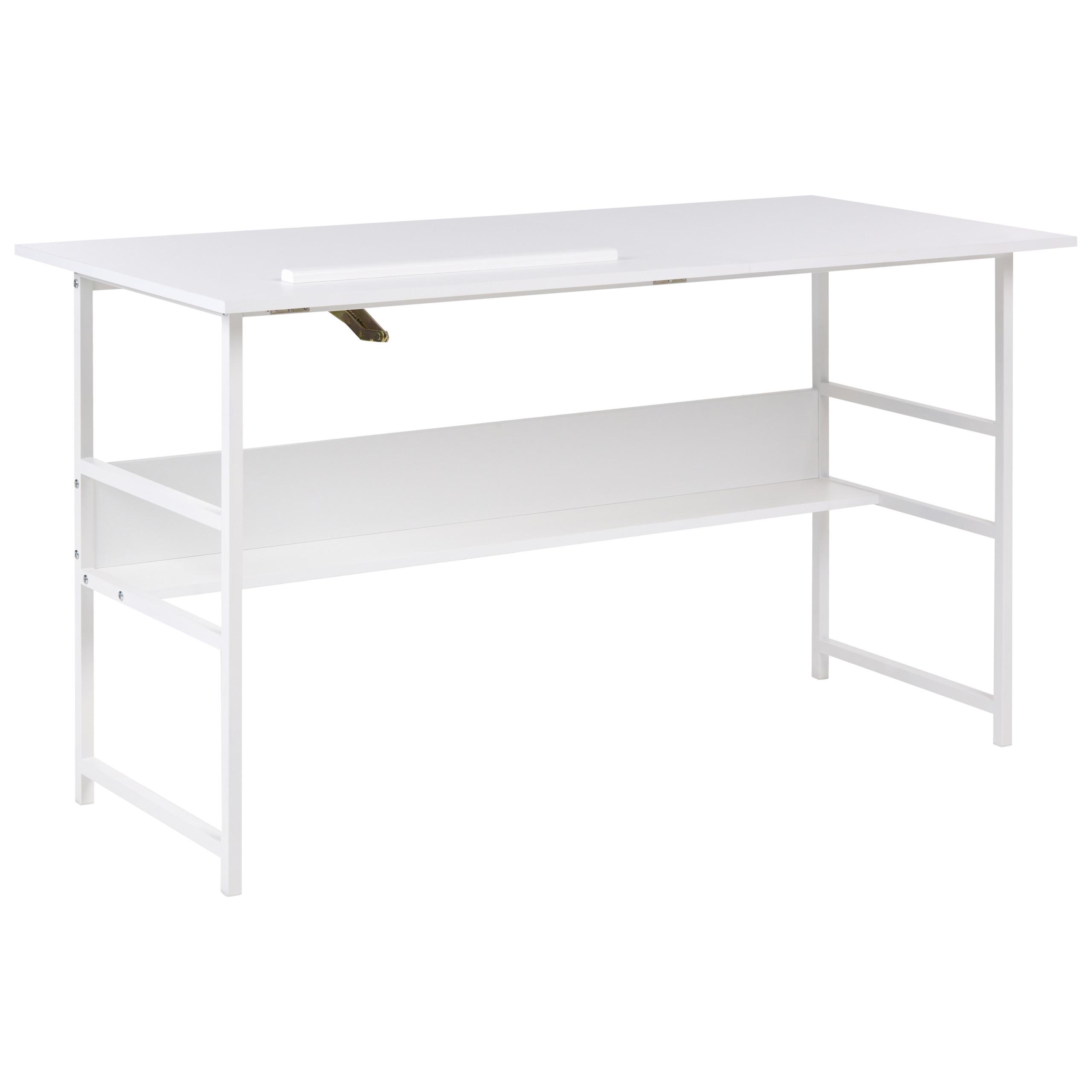 ZEICHENTISCH mit neigbarer Tischplatte Weiß 140/60 cm Oran - Weiß, Holzwerkstoff (60/140/76cm) - Beliani