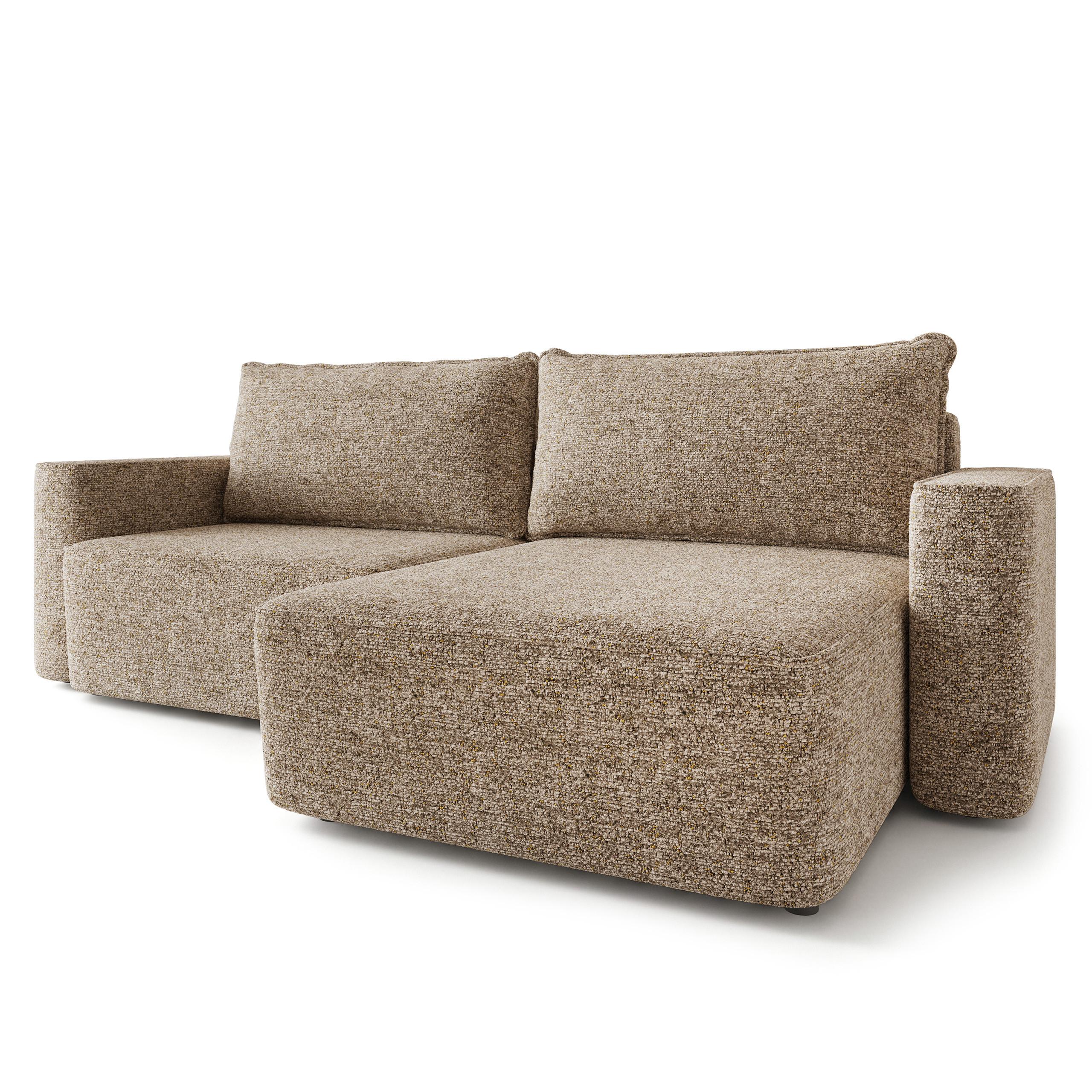 ECKSOFA BELISE BL Beige Chenille mit Schlaffunktion - Beige, Holz/Textil (252/162cm) - MASSENO