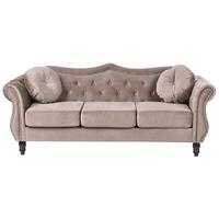 3-SITZER-SOFA Samtstoff Taupe Skien - Taupe, Textil (204/86/78cm) - Beliani