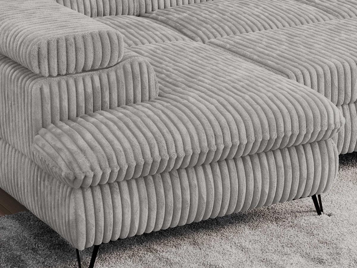 WOHNLANDSCHAFT PEDRO U Cord Grau - Schwarz/Grau, Textil/Metall (346/76/208cm) - MKS