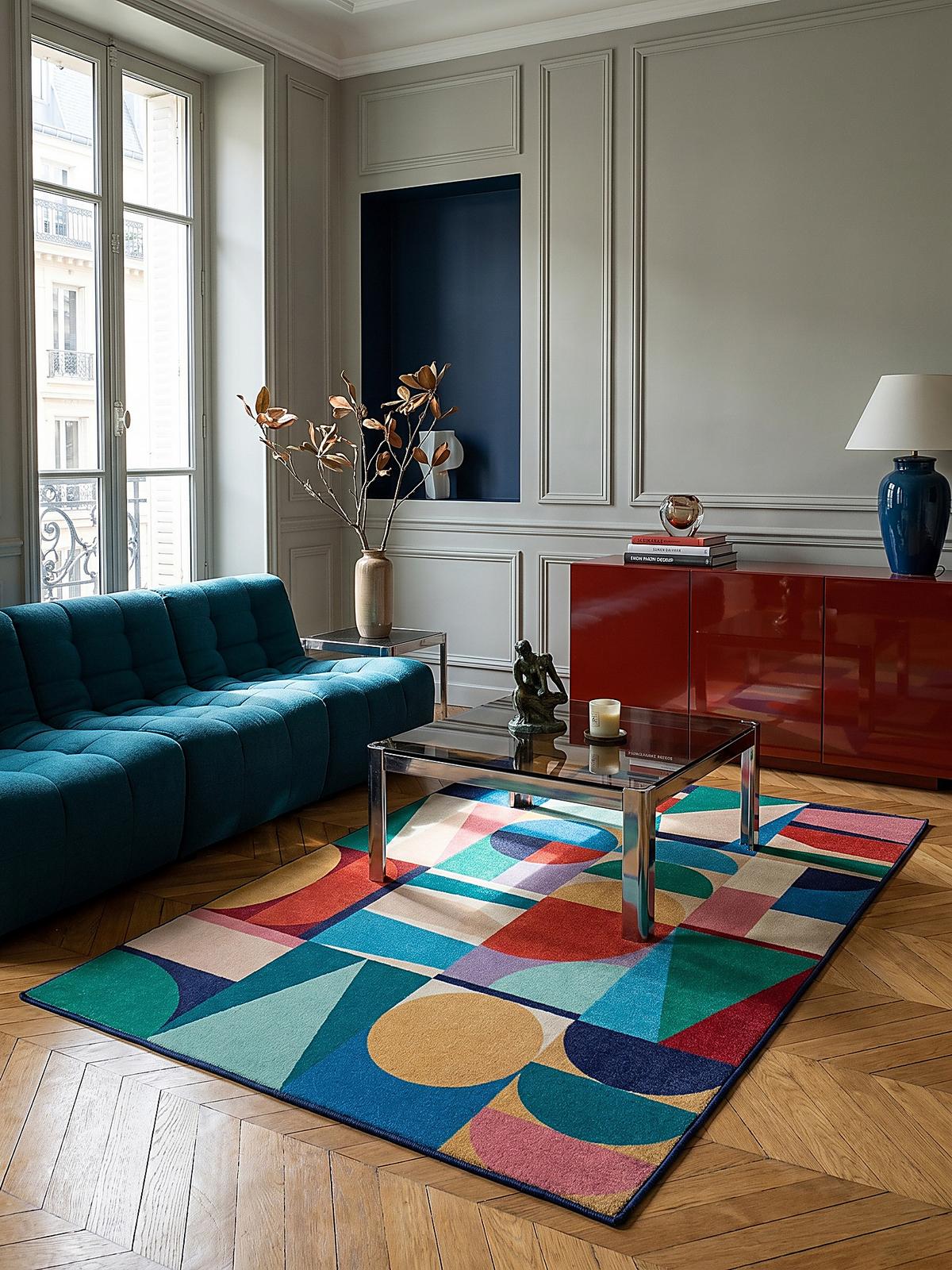 WOLLTEPPICH DAHLIA, geometrisch, aus Wolle, Bunt, 140 x 200 cm - Multicolor, Textil (200/140cm) - KADIMA DESIGN