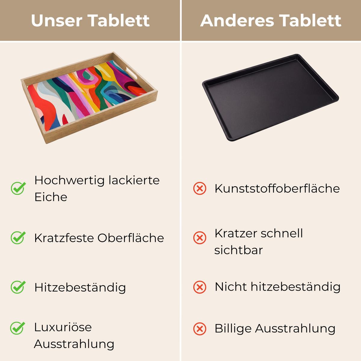 TABLETT Abstrakt - Bunt - Wellen - Linien 50x35 cm - Multicolor, Holz (50/5/5cm) - OnlyWow