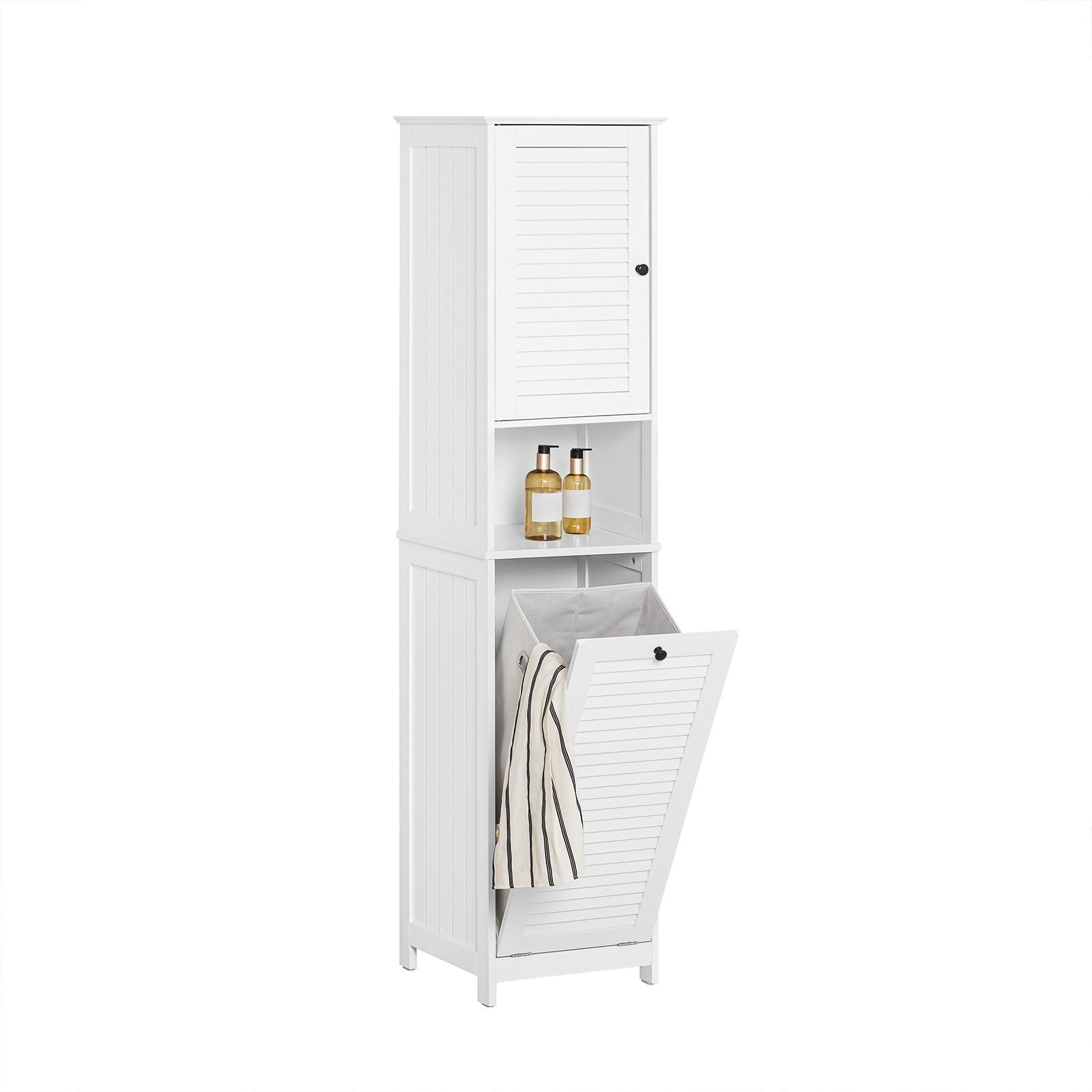 HOCHSCHRANK mit Wäschesack - Weiß, Holz/Holzwerkstoff (40/170/38cm) - SoBuy