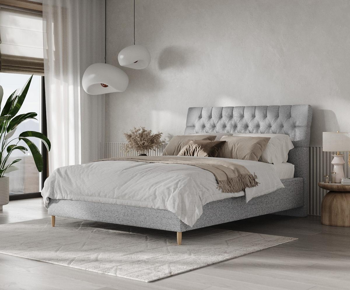 POLSTERBETT Lira 120/200 cm Grau im Riva Stoff - Naturfarben/Grau, Holz/Holzwerkstoff (120/200cm) - AltaBeds