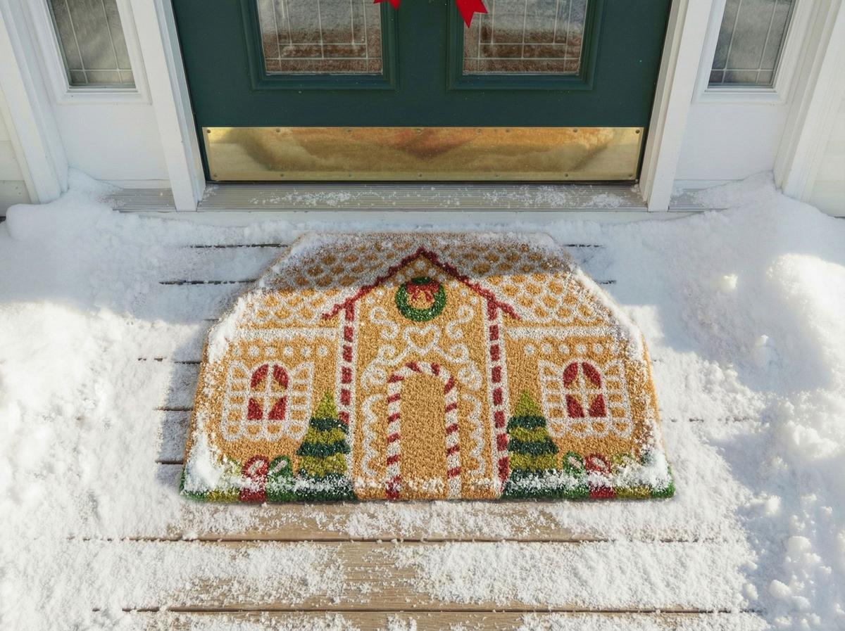FUSSMATTE Naturfarben 45/75 cm Weihnachtsmotiv Kokosfasern Selatna - Naturfarben, Textil (45/75cm) - Beliani