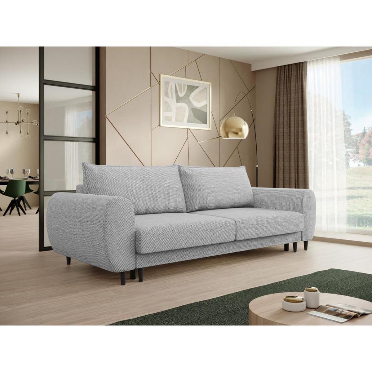 3-SITZER SCHLAFSOFA Cortez hellgrau - Hellgrau/Schwarz, Textil (251/76/95cm) - Beautysofa