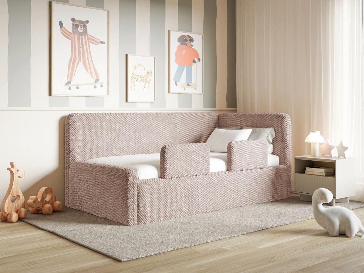 JUGENDBETT Fanko Samt Puderrosa 90x200 cm - Hellrosa/Schwarz, Kunststoff/Textil (90/200cm) - Selsey