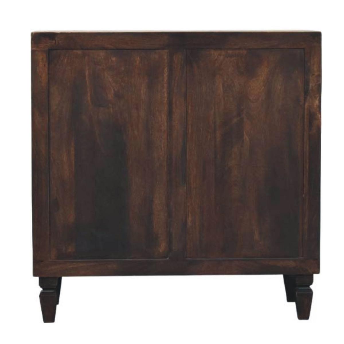 SCHRANK mit Samt-Mokka-Finish, 2 Innenablagen, 2 Türen, dunkelbraun. - Dunkelbraun/Goldfarben, Holz/Metall (85/86/35cm) - Artisan Furniture