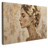 LEINWANDBILD Frau - Gold - Abstrakt - Textur Deko Schlafzimmer 30x20 cm - Goldfarben, Textil (30/20cm) - MuchoWow