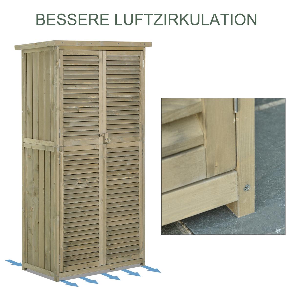 GERÄTESCHUPPEN Gerätehaus Geräteschrank, 4 Fächer, Kiefer, Tannenholz, Grau - Grau, Holz (46.5/160/87cm) - Outsunny
