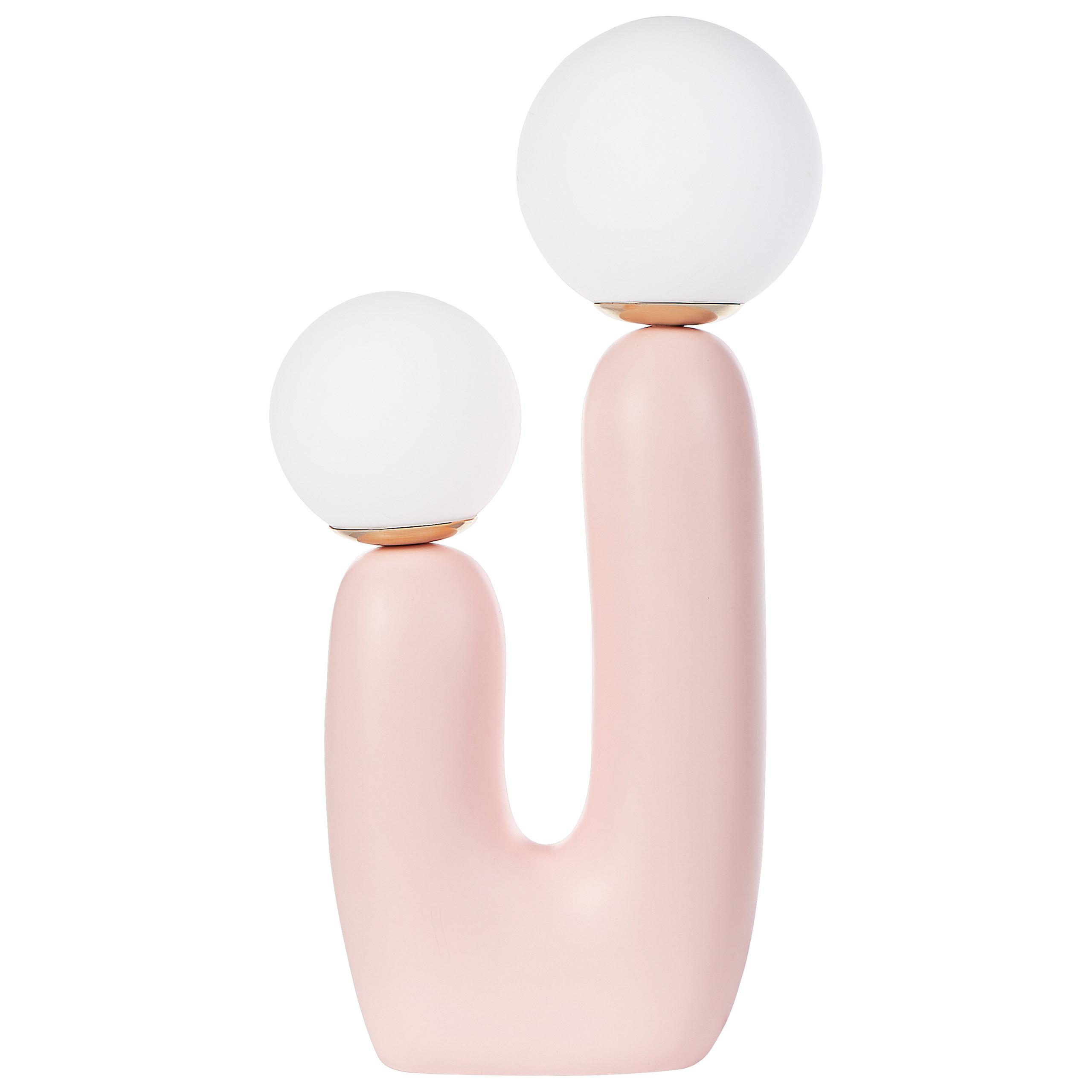 TISCHLAMPE Rosa Tulun - Pink/Weiß, Kunststoff (25/25/40cm) - Beliani