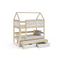 ETAGENBETT TAMI mit Bettkasten 80x160 cm Kieferfarben - Weiß/Kieferfarben, Holz (80/160cm) - MASSENO