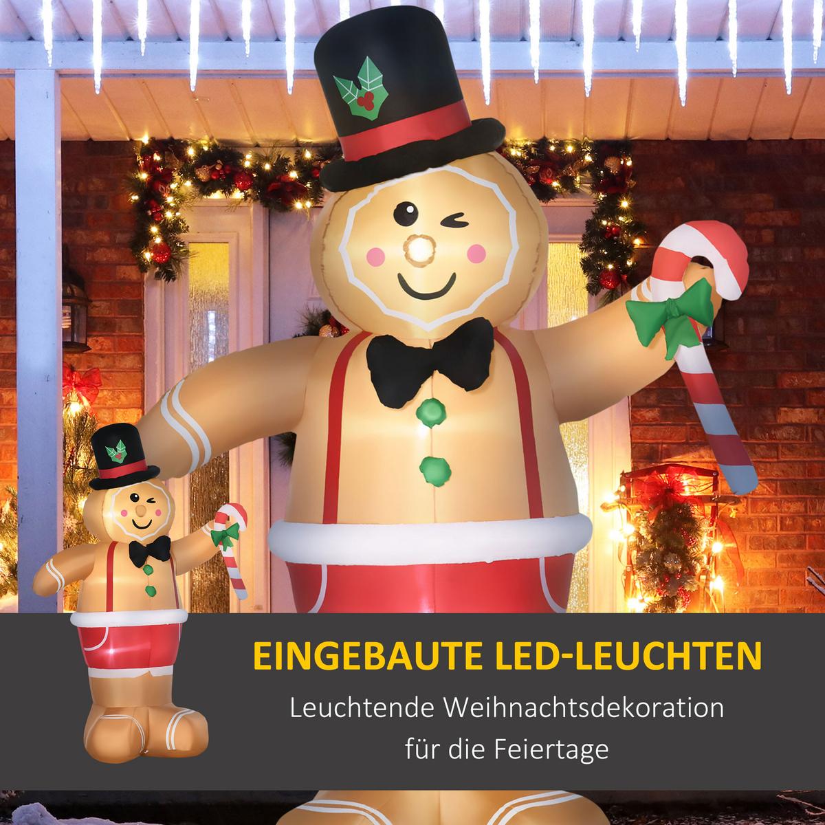 AUFBLASBARER Lebkuchenmann, Polyester-Stoff(100%), Braun - Braun, Kunststoff (82/238/175cm) - Outsunny