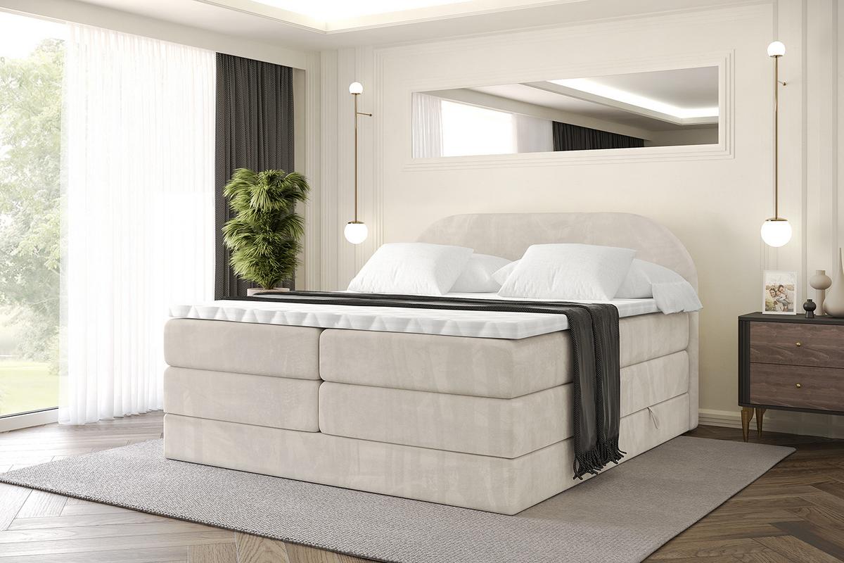 BOXSPRINGBETT mit Matratze und Lattenrost - NOX KING-140x200 - Beige Casablanca - Beige, Holzwerkstoff (140/200cm) - ALTDECOR
