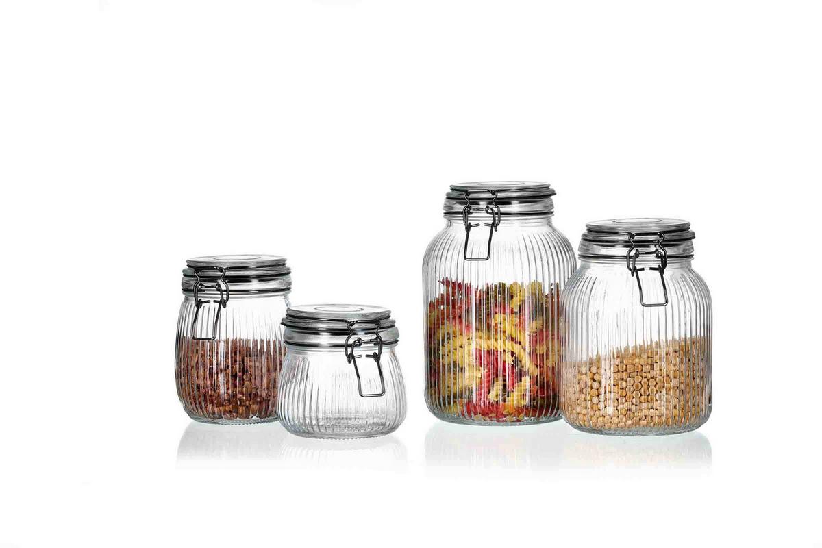 VORRATSGLÄSER MIT CLIP-VERSCHLUSS Lumos transparent 1,4 l 6er Set - Transparent, Glas (13/17/13cm) - Ritzenhoff Breker