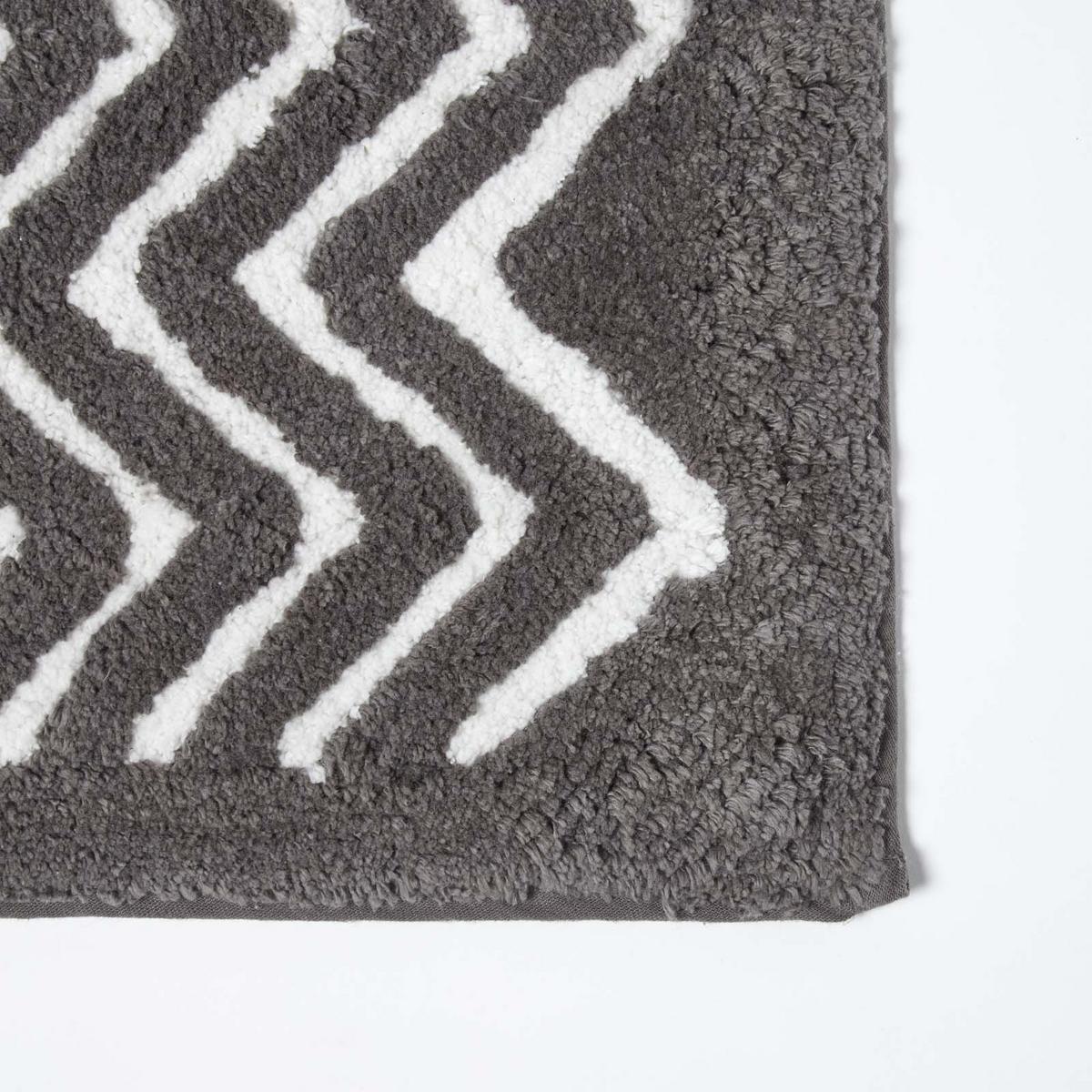 BADEMATTE 50/80 cm Chevron, Baumwolle - Grau, Textil (50/80cm) - Homescapes