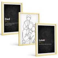 BILDER SET 3er Set - 40x60 cm Goldrahmen - Familiengeschichte, Kunst, Liebe, Vaterschaft - Goldfarben, Kunststoff (40/60cm) - TULUP