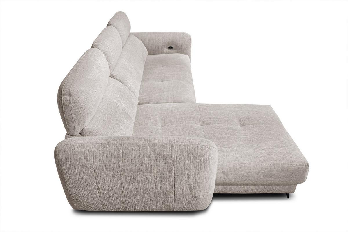 ECKSOFA SVEN 3-Sitzer, 1 Relax XL, verstellbare Kopfstützen, creme - Creme/Schwarz, Holzwerkstoff/Textil (256/163cm) - Wozimo