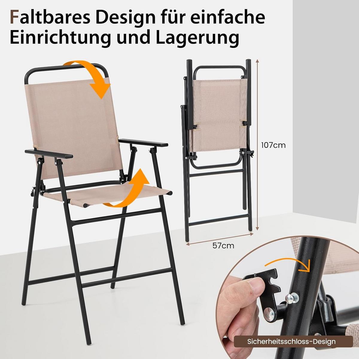 BARHOCKER SET Beige(3-teilig) - Beige, Textil - COSTWAY