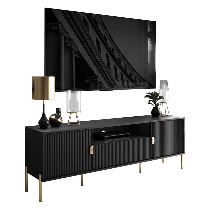 TV Rack DALIA 180 cm - Goldfarben/Schwarz, Holzwerkstoff (179/58/40cm) - Lookway
