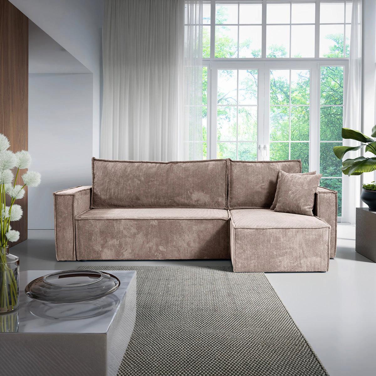 ECKSOFA Ezekiel 3 Sitzplätze Taupe - Taupe, Holz (236/145cm) - Petits-meubles