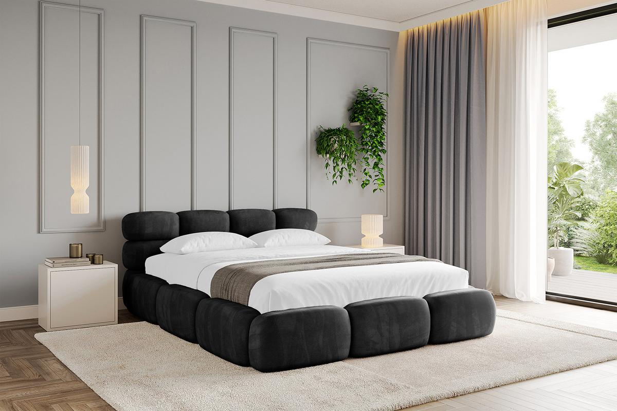 POLSTERBETT mit Bettkasten und Lattenrost, Boxbett ohne Matratze - NOMA 140x200 Schwarz - Schwarz, Holzwerkstoff/Textil (140/200cm) - ALTDECOR