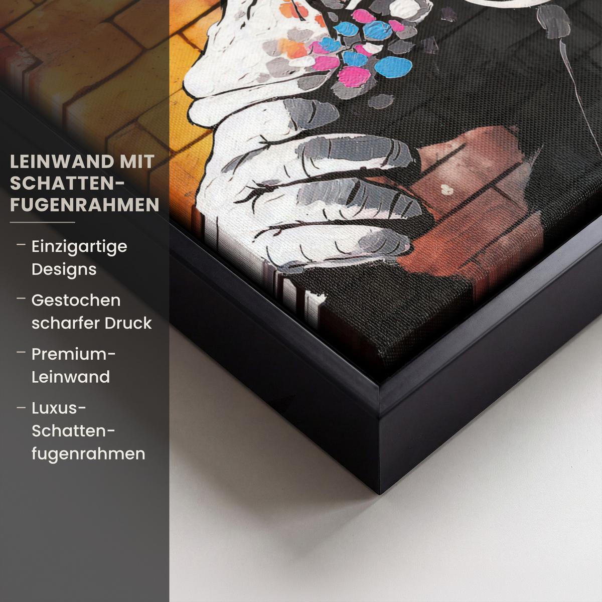 LEINWAND Bilder mit Rahmen - Affe - Graffiti - Musik - 20x30 - Multicolor, Textil (20/30cm) - MuchoWow