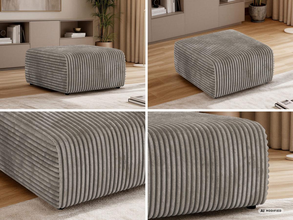POUF NESSARO - Hellbraun Cord - Hellbraun/Schwarz, Kunststoff/Textil (87/44/96cm) - MKS