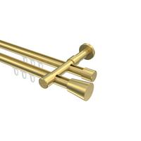 GARDINENSTANGE INNENLAUF Prestige Sitra 420 cm (geteilt in 3 x 140 cm), 2-läufig, 20 mm Ø Messing-Optik - Messingfarben, Metall (420cm) - INTERDECO