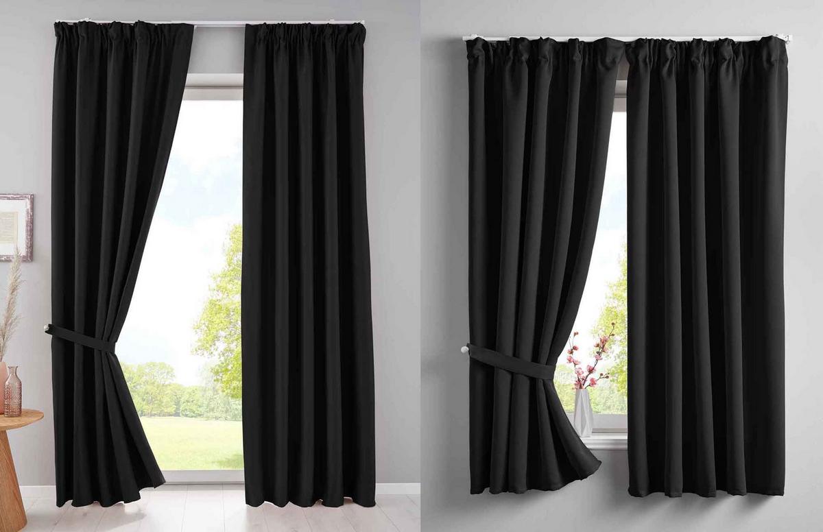 VORHANG »NewYork« HxB 245x140 cm Schwarz - Schwarz, Textil (140/245cm) - Gardinenbox