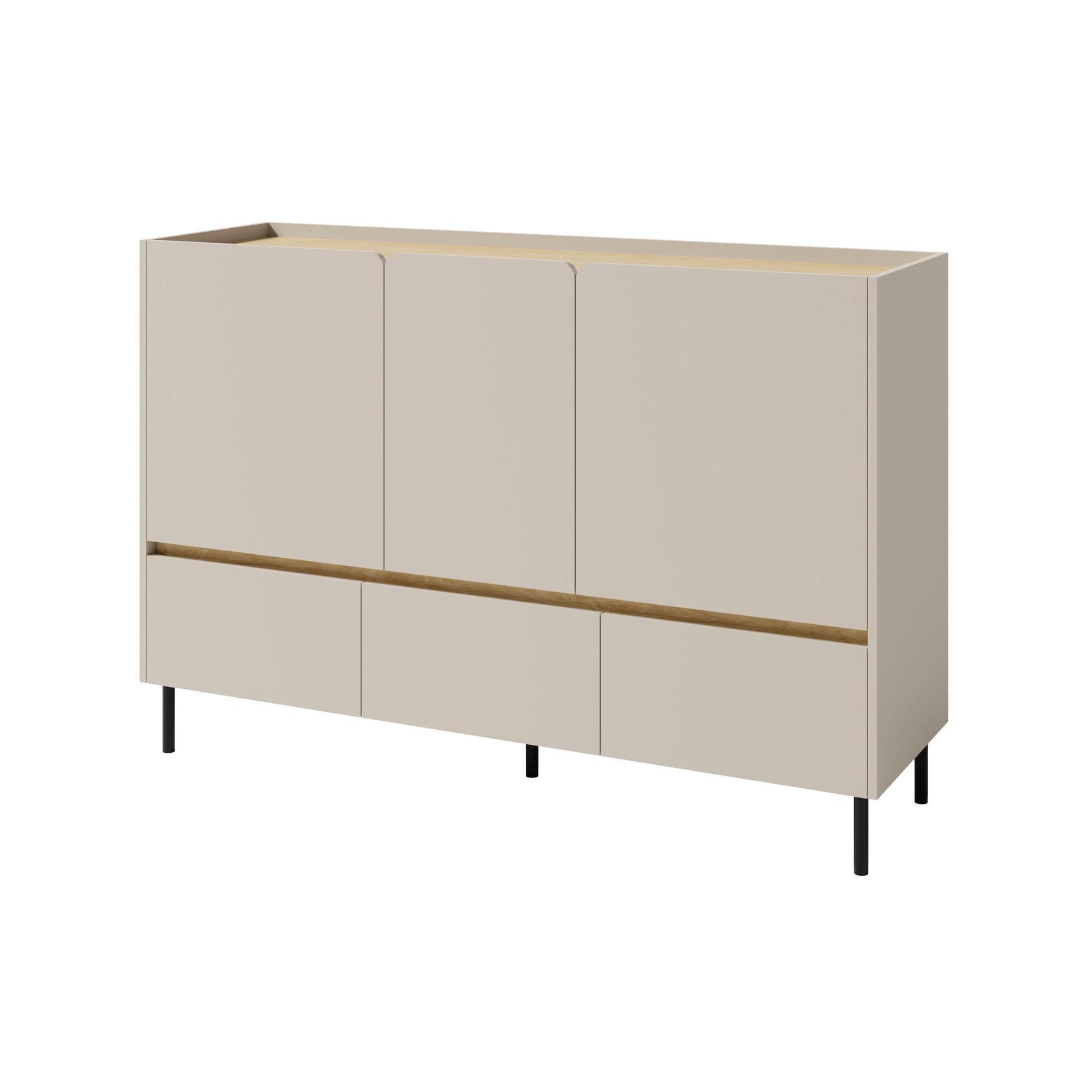 KOMMODE Lico mit 3 Schubalden und 3 Türen, Beige Sand - Beige, Holzwerkstoff (150/105/40cm) - Beautysofa