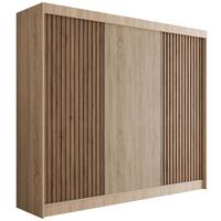 KLEIDERSCHRANK mit Lamel-Schiebetüren VILANv2 - 250 cm Sonoma Eiche+Sonoma Eiche+Lamelle Eiche Wotan - Eiche Wotan/Sonoma Eiche, Holzwerkstoff (250/215/61cm) - ALTDECOR
