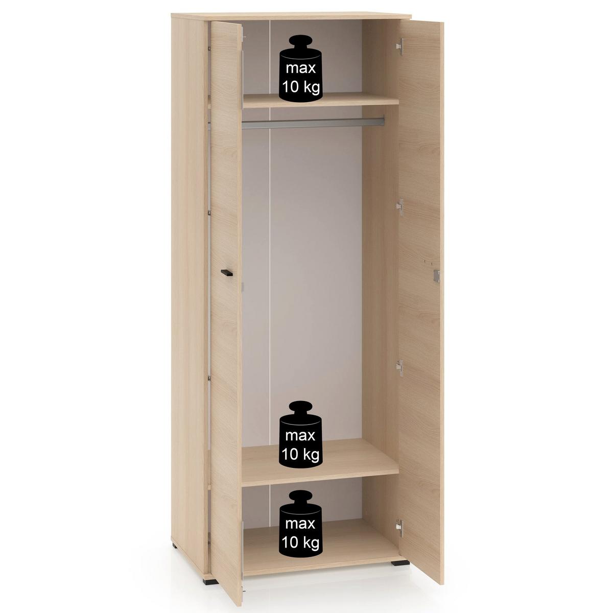 KLEIDERSCHRANK Odelis 2-türig 79 cm - Beige/Schwarz, Holzwerkstoff/Kunststoff (79/203/50.7cm) - Selsey