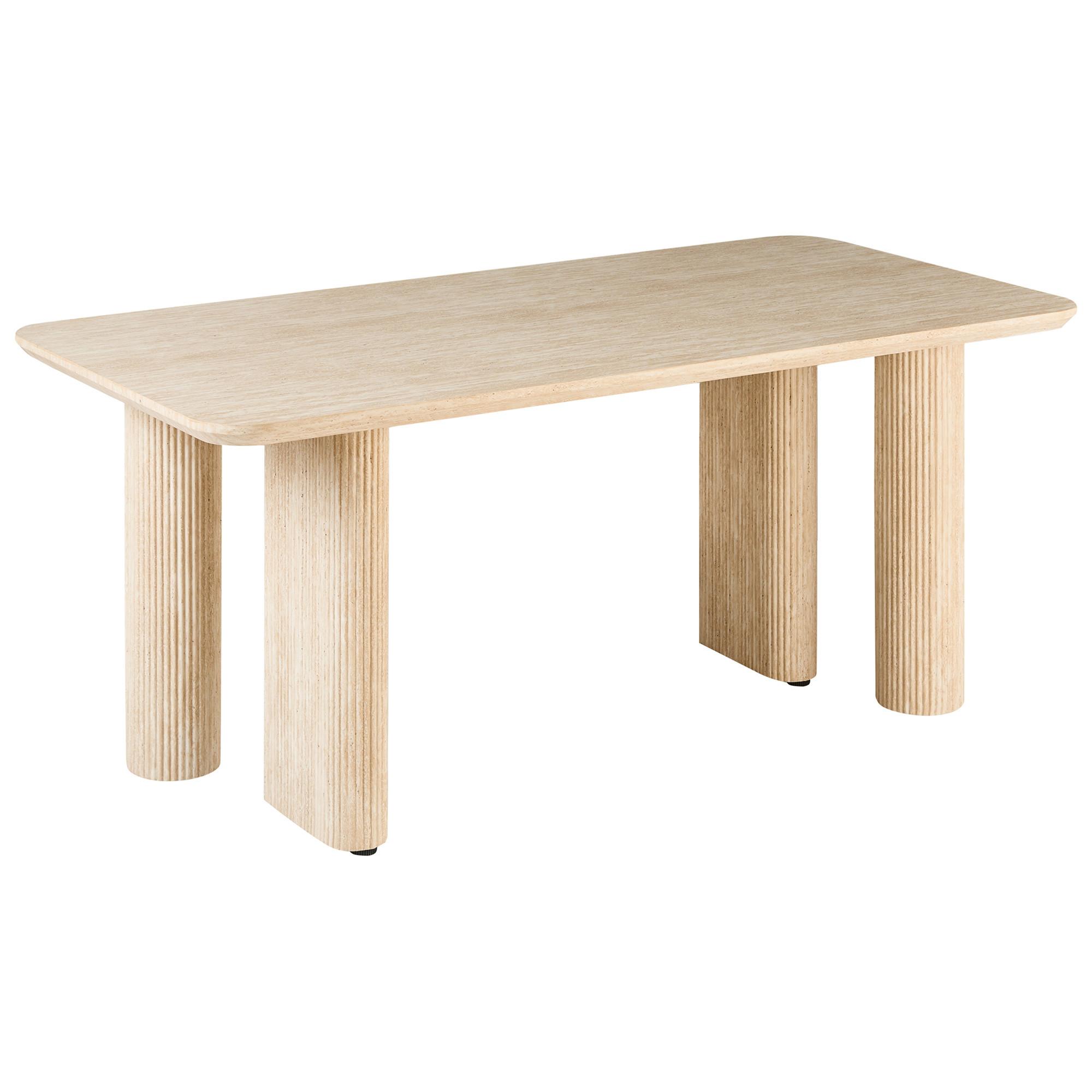 ESSTISCH Travertinoptik 180/90 cm Barroy - Beige, Holzwerkstoff (180/90/76cm) - Beliani