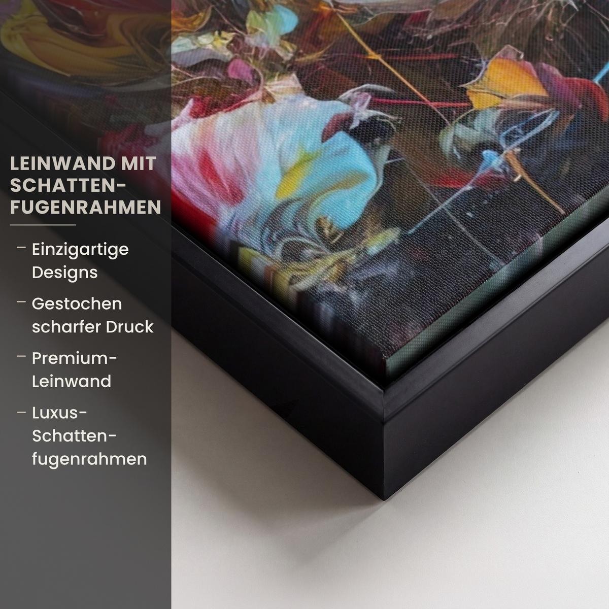 LEINWAND Bilder mit Rahmen - Blumen - Kunst - Natur - Ölgemälde - 50x50 - Multicolor, Textil (50/50cm) - MuchoWow