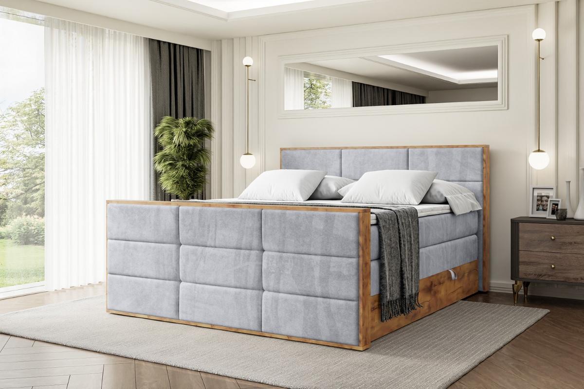BOXSPRINGBETT mit Matratze H3|H4 und Lattenrost - LOLLI1-Z KING-120x200 - Grau Monolith - Grau, Holzwerkstoff (120/200cm) - ALTDECOR
