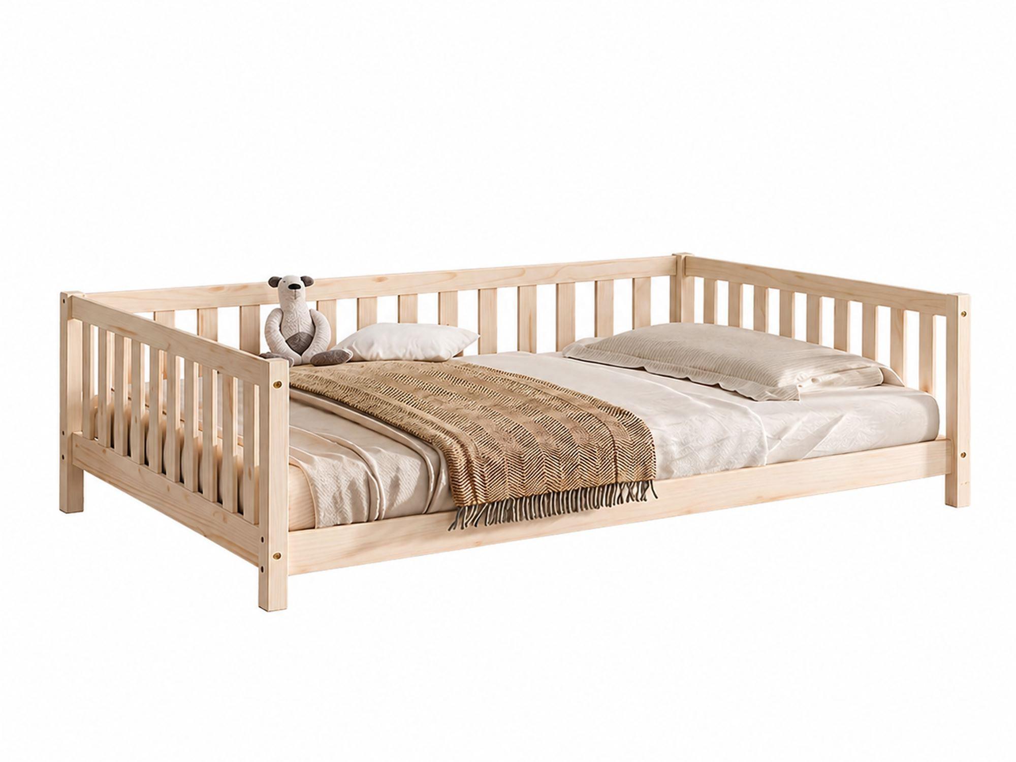 BODENBETT Kapua 140x200 umbaubar zum Tagesbett Kiefer Massivholz Natur - Kieferfarben, Holz (140/200cm) - 58aufmkessel